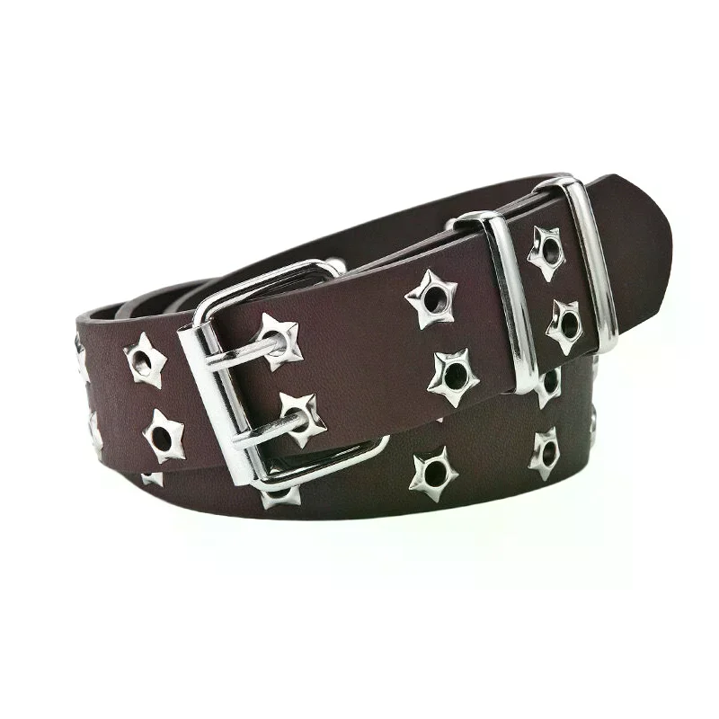 

105 см модный мужской и женский ремень в стиле панк, регулируемый ремень с полой звездой, двубортная пряжка, металлическая пряжка, джинсовый пояс из искусственной кожи