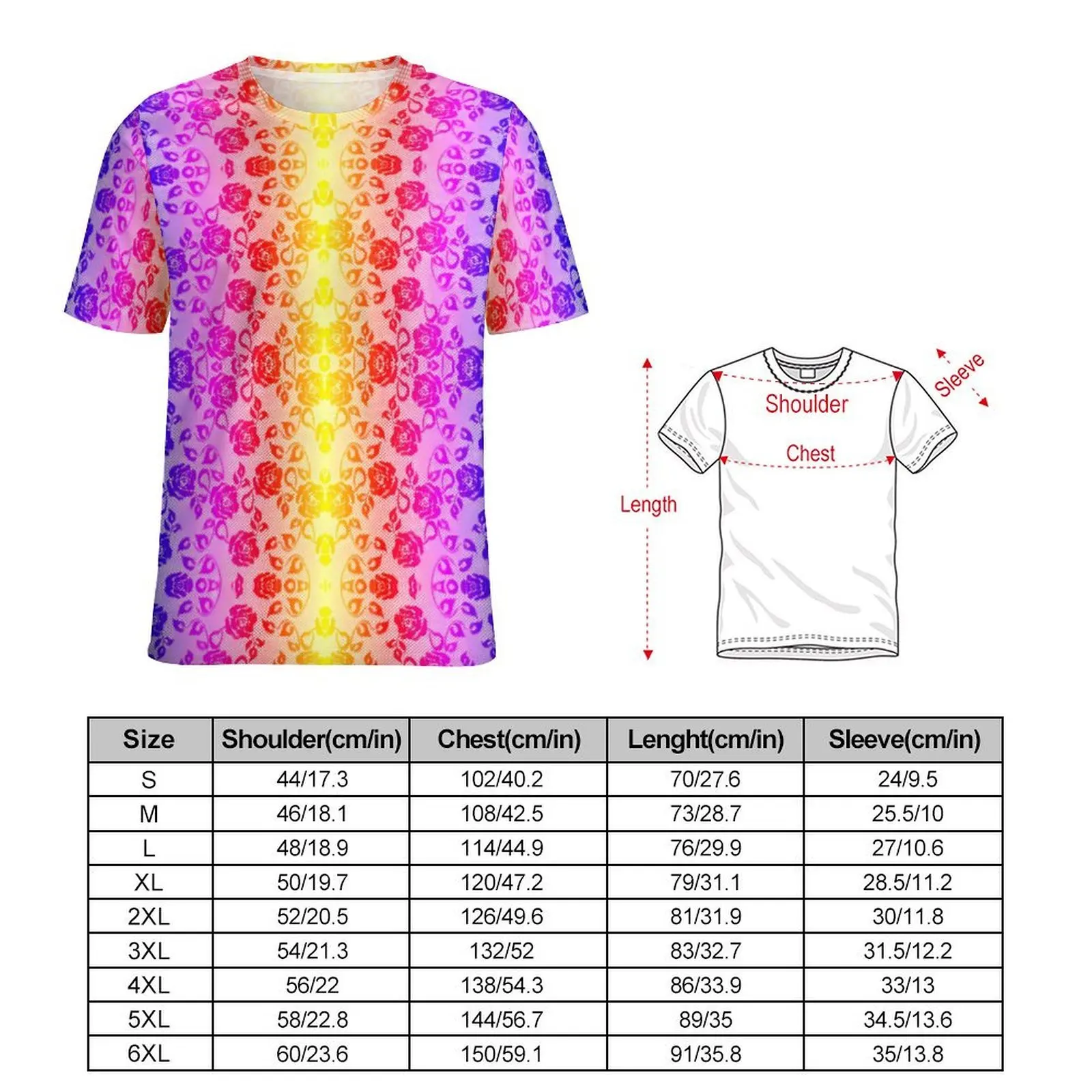 Man Faux Roses T Shirt Lace Fishnet Colorful Fashion T-Shirts Short-Sleeve Graphic Tops Cheap Beach Funny Big Size Clothing