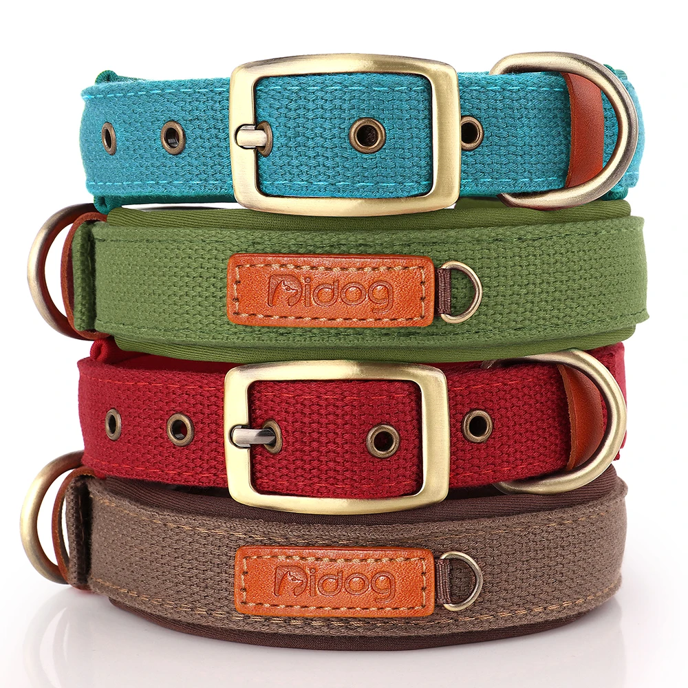 Durable Nylon Dog Collar Soft Neoprene Padded with Heavy Dutuy Metal Buckle for Small Large Dogs French Bulldog Beagle