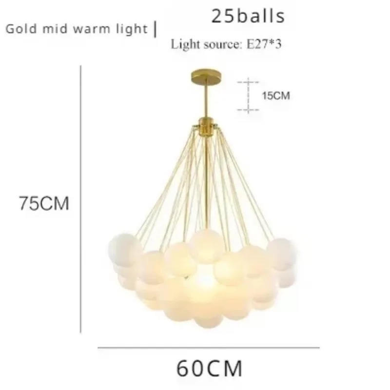 Modern Glass Ball Hanging Chandelier for Living Dining Table Room Decoration Kitchen Lamps Gold Black LED Ceiling Pendant Light