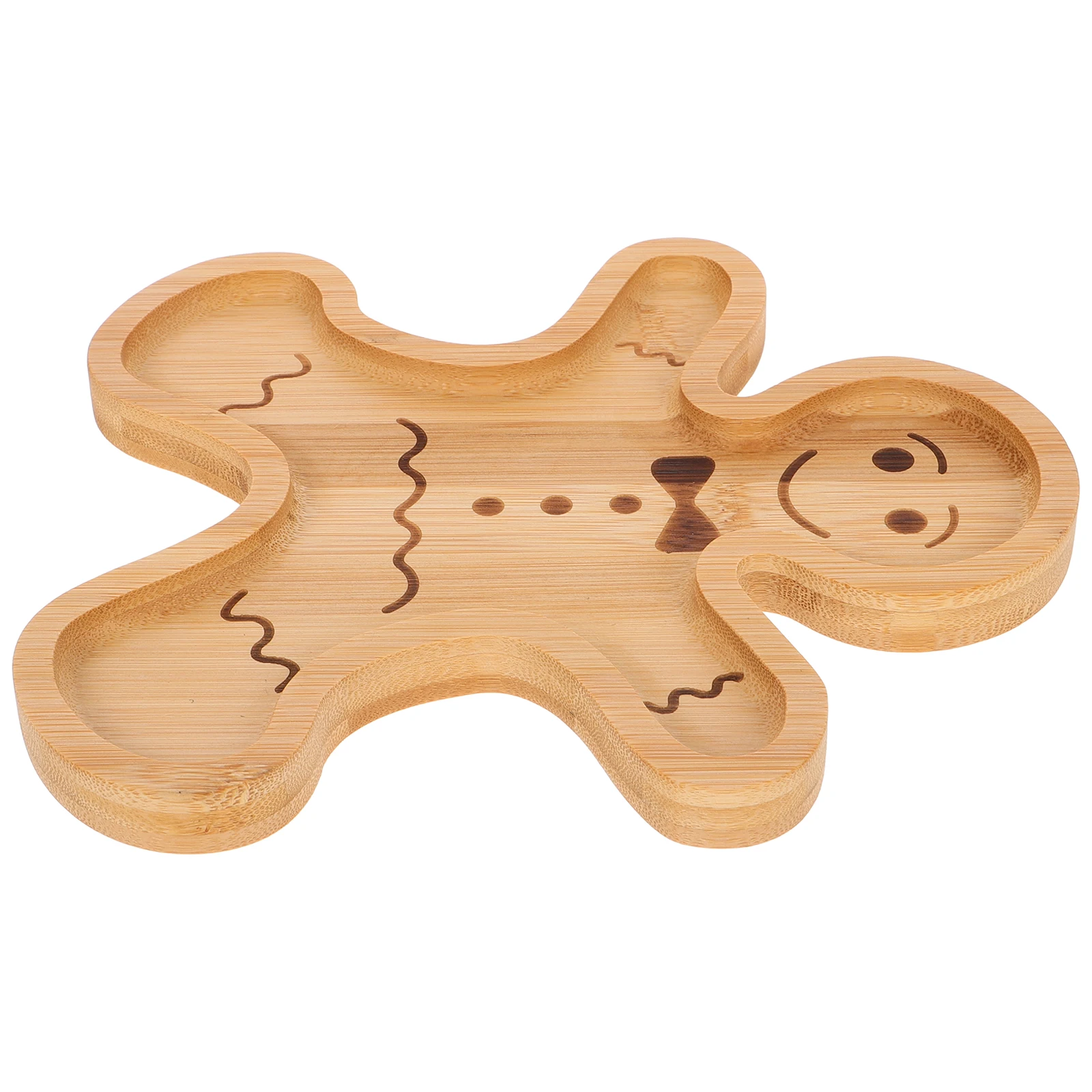 

1pc Gingerbread Platter Christmas Party Serving Plate Food Snack Dish Gingerbread Man Cookie Candy Tray Bamboo Pastry Board