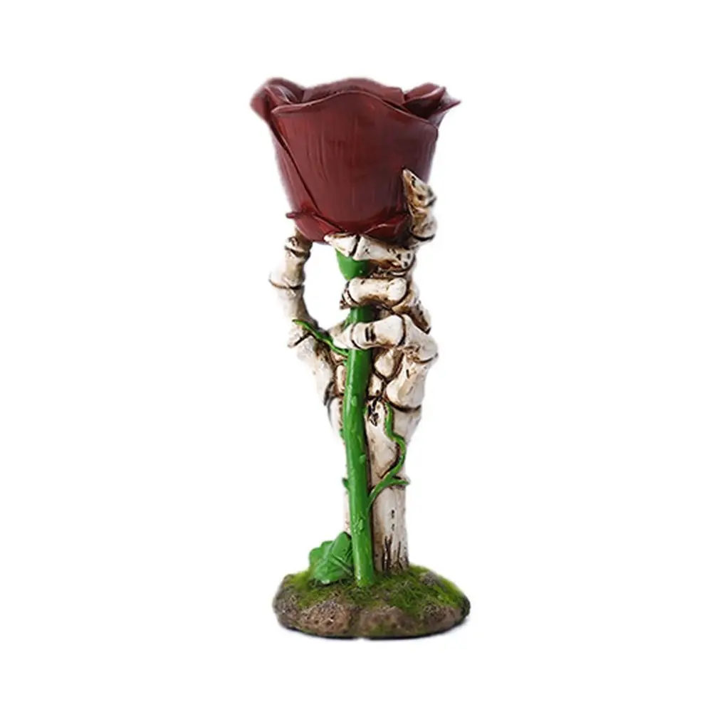 Gothic Style Skull Candle Holders Resin Rose Flower Skeleton Hand Candlesticks Ghost Festival Skull Candlesticks