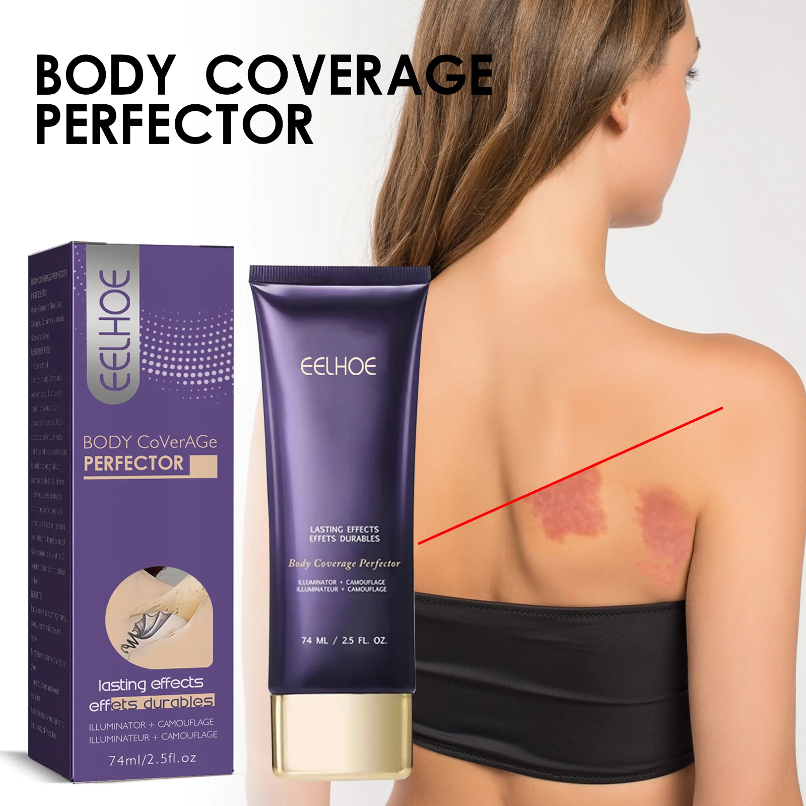 EELHOE Body Coverage Perfector Skin Concealer Leg Body Waterproof Moisturizer Colour Corrector for Veins Scars Uneven Skin Tone