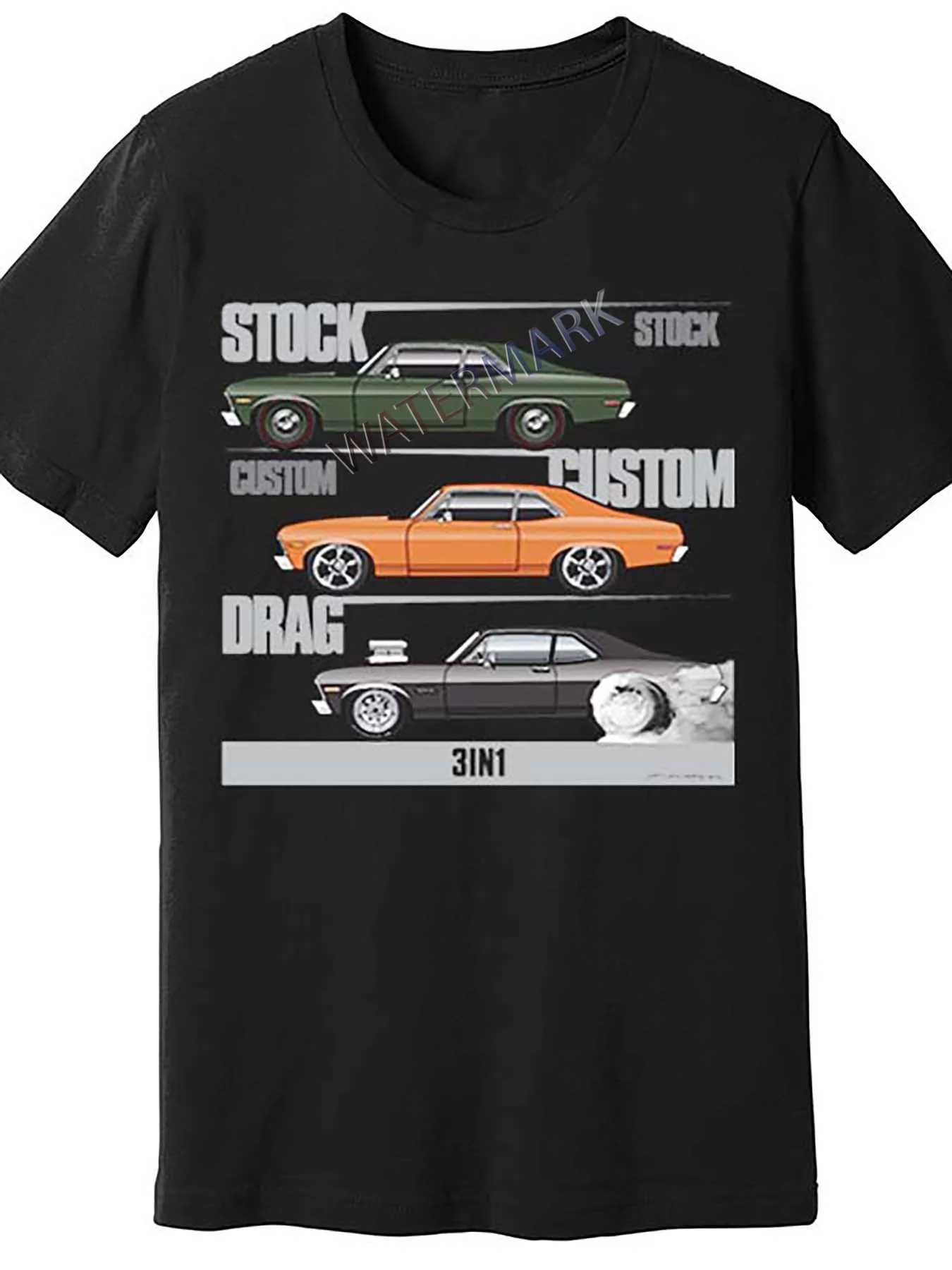 

3-in-1 Novas Vintage Muscle Car Graphic T-Shirt 100% Cotton O-Neck Short Sleeve Summer Casual Mens T-shirt Streetwear