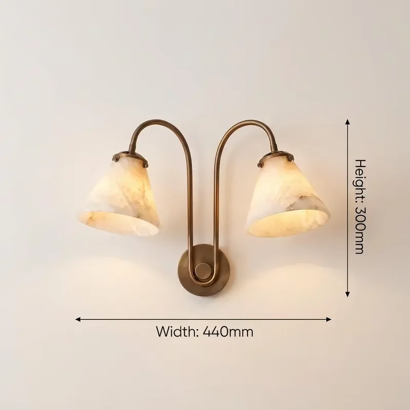 Double Head LED Alabaster Wall Lamp for Living Room and Bedroom