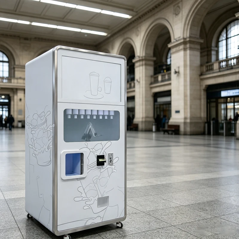 Touch Screen Bubble Tea Vending Robot Coin Operated Automatic Milk Tea Vending Machine Customized