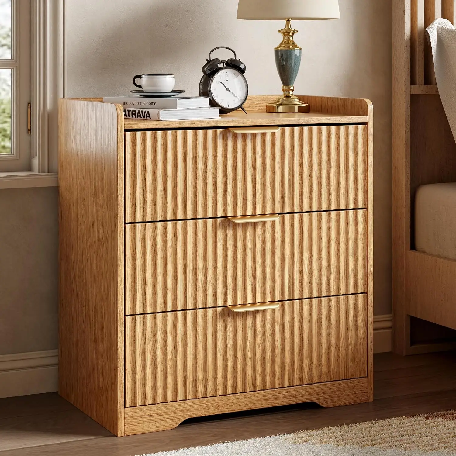 Modern Fluted 3 Drawer Dresser for Bedroom 24