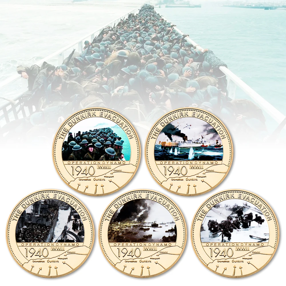 

The Dunkirk Evacuation Coin Set World War II Operation Dynamo Metal Medal Collectible Coins Birthday Christmas Gift for Men