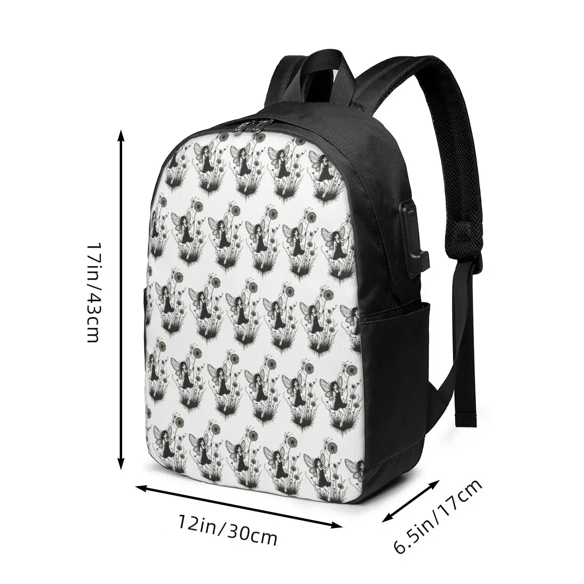 Dandelion Flower Watercolor Elf Girl Backpack Travel Notebook Bag Computer College Student School Bag Laptop Shoulder Bags