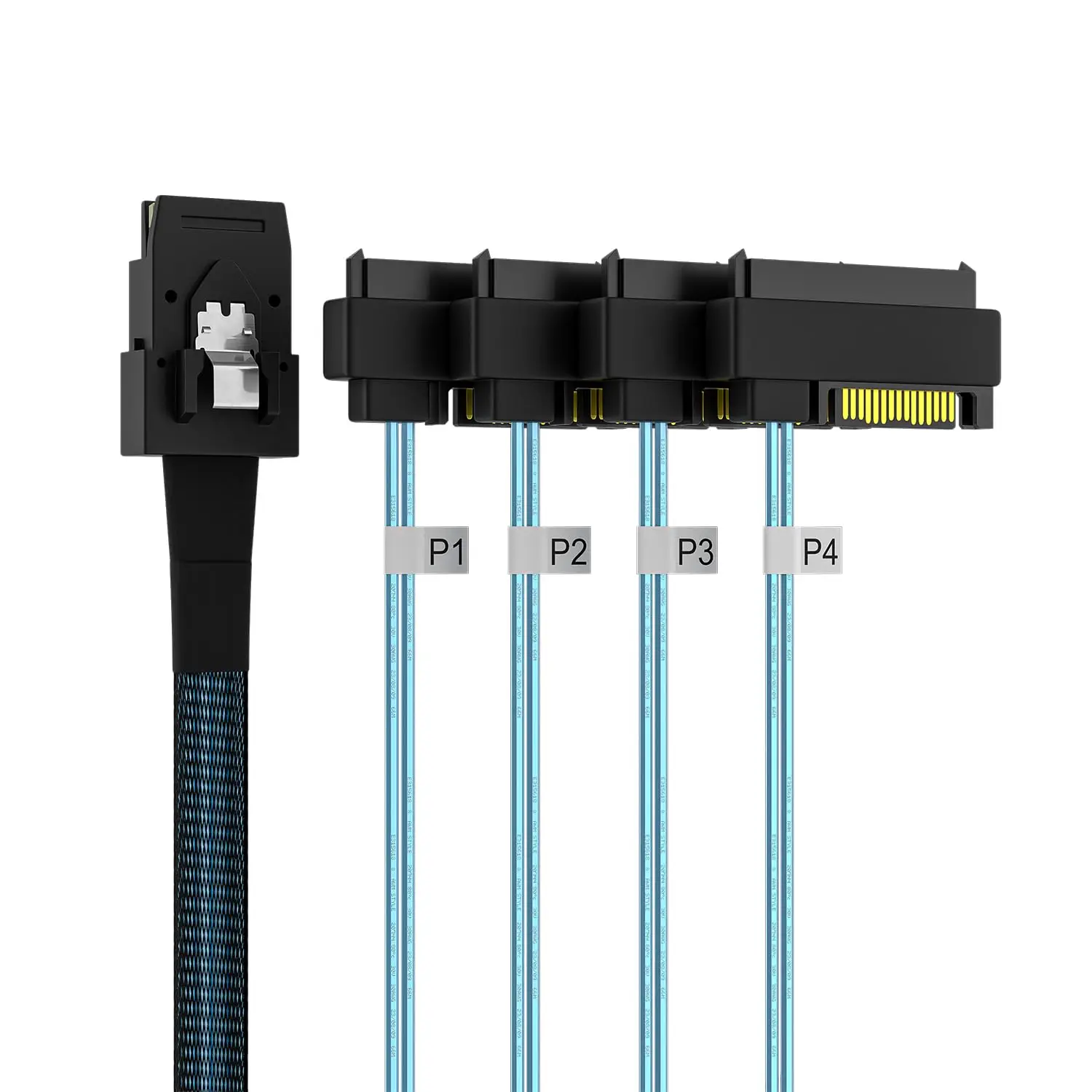 Mini-SAS to SAS-Cable: 1M SFF8087 to SAS SFF-8087 to SFF-8482 Connector 4X SAS 29Pin with SATA-Power Adapter Cable (AQ23-SAS-4)