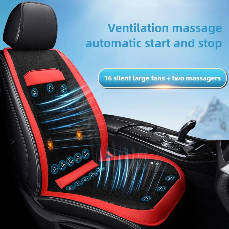 

Universal Auto Cooling Car Seat Cushion with 16Fan Summer Ice Silk Ventilated Pad Breathable Airflow Chair Cooler For Truck SUV