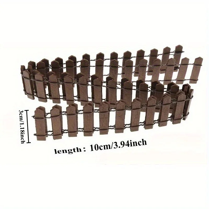 Mini wooden fence set with smooth edges, suitable for gardens and miniature landscapes, outdoor fence decoration