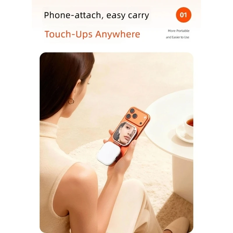 Foldable Phone Fill Light Mirror for Makeup Checks and Portrait Video 