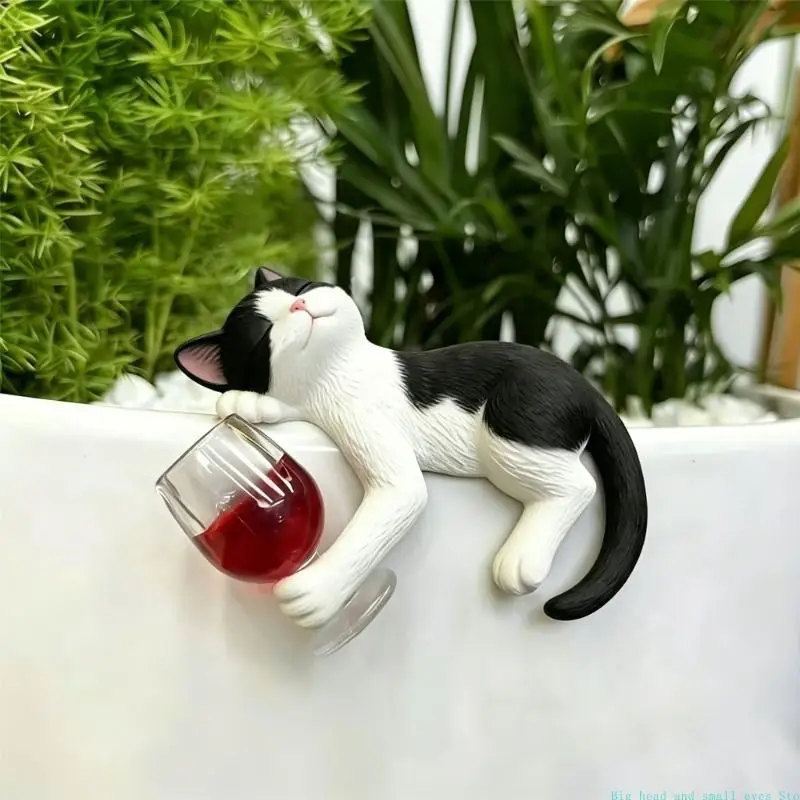 581C Miniature Drunk Cats Model Lovely Table Decorative Figurines Resin Texture Suitable for Office Living Room Bedroom