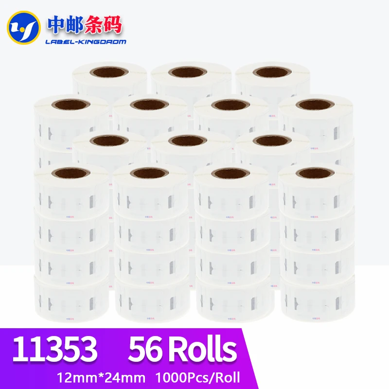 56 Rolls Dymo Generic 11353 Label Sticker 12mm*24mm 1000Pcs Compatible for LW400 LW450Turbo 4XL Thermal Printer