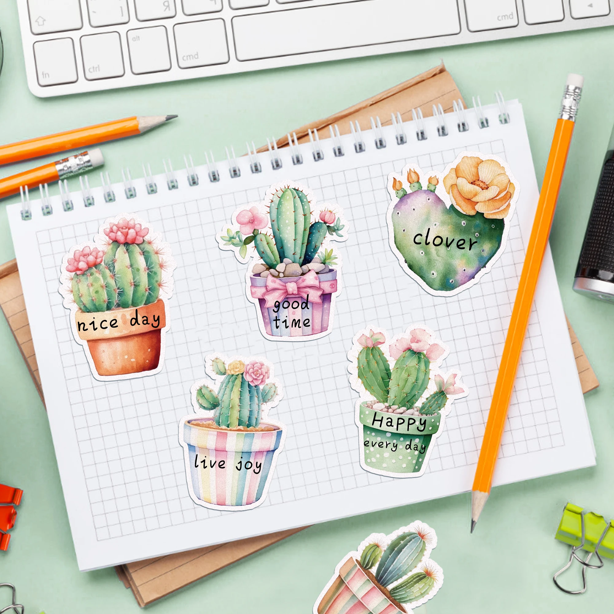 12/24/36pcs Plant Cactus Shaped Sticky Notes Set,Self-Stick Notes Pads,Refrigerator Memo Pads for Kids Gifts Home Use Supplies