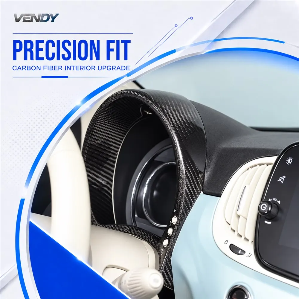 Real Carbon Fiber For Fiat 500 2007-2015 Instrument Cluster Display Frame Cover Trim Modified Parts Accessories