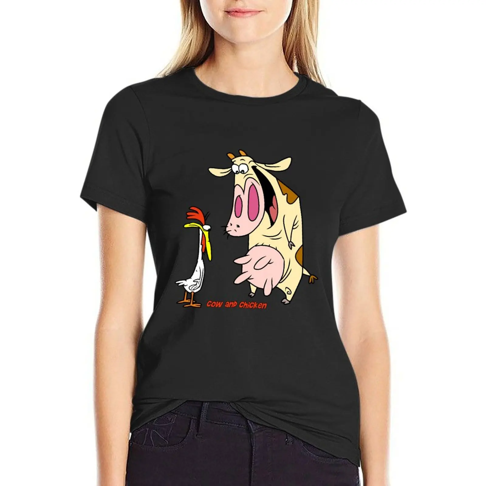 

Cow and Chicken T-Shirt plus size tops vintage clothes summer clothes shirts graphic tees Woman T-shirts