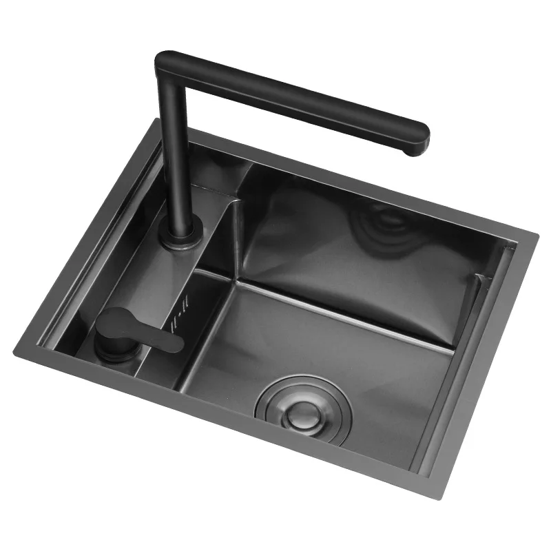 

Nano black, stainless steel, sink, mini, with cover