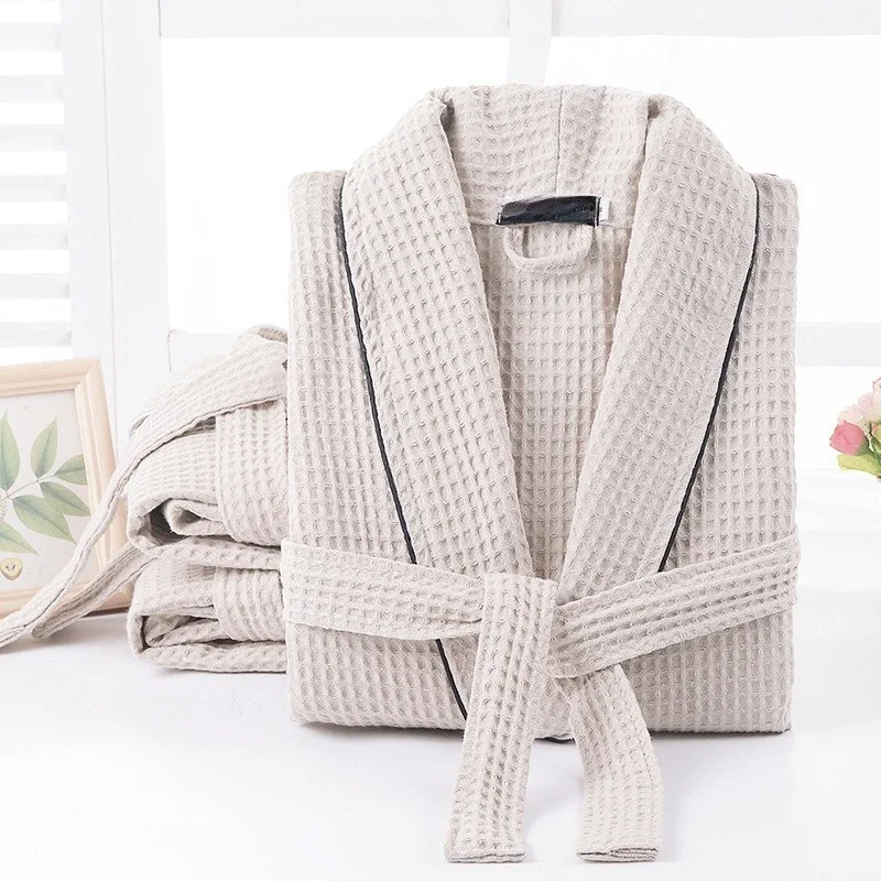 Men And Women Summer Cotton Nightgown And Thin Waffle Bathrobe, Spring Summer Couple Loungewear With Hotel Grade Quality