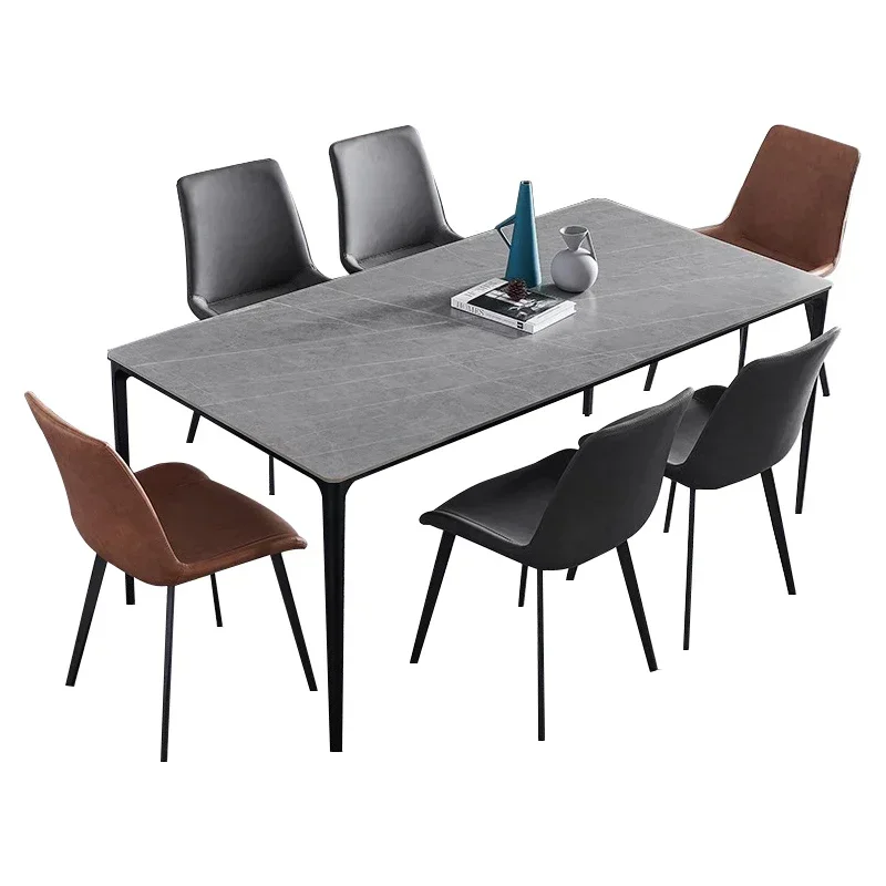 

Скандинавский современный минималистичный мраморный прямоугольный обеденный стол с алюминиевой рамой