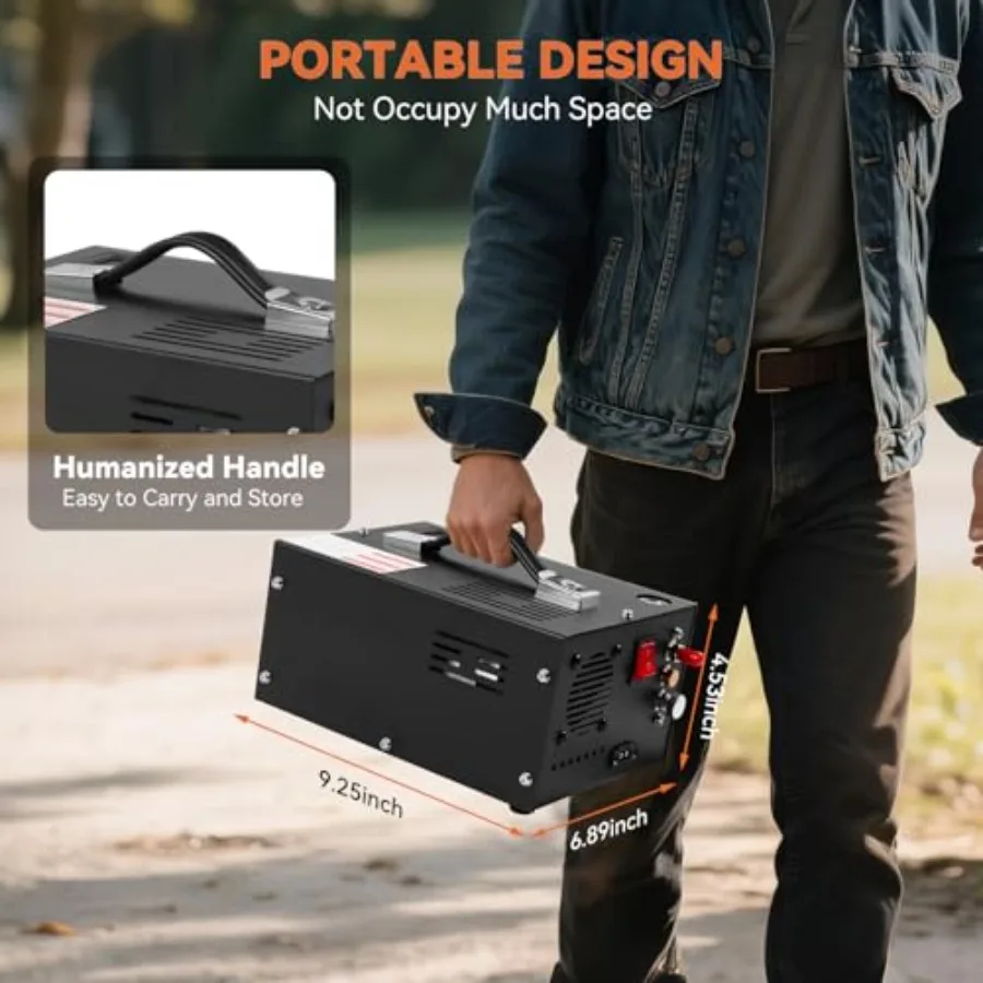 ضاغط هواء PCP عالي الأداء 350 وات مع مخرج 4500 رطل لكل بوصة مربعة 30 ميجا باسكال جهد مزدوج 12 فولت تيار مستمر 110 فولت مصدر طاقة تيار متردد خالي من الزيت و WaterFre #5