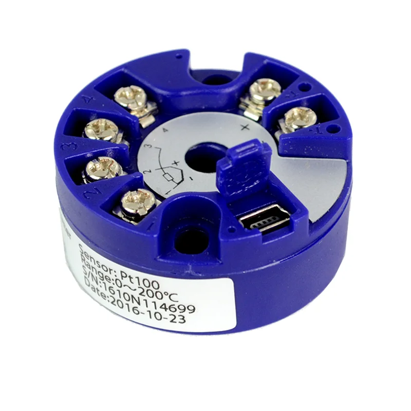 4-20mA Intelligent RTD PT100 Programmable Thermocouple Temperature Transmitter Head USB ODM OEM Plastic Mounted Type