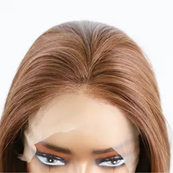 Auburn Brown Synthetic Hair Lace Front Wig Straight High Quality Heat Resistant Fiber Preplucked Natural Hairline For Women Wigs