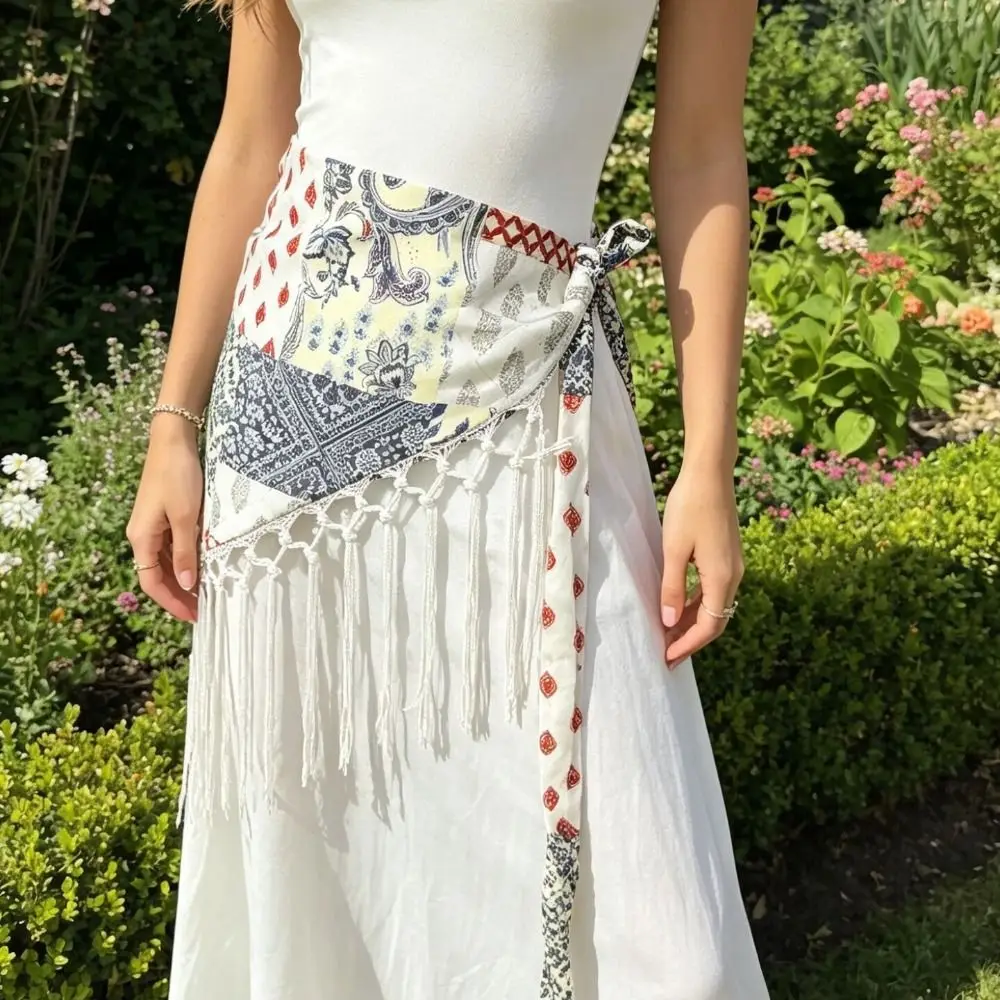 New Tassels Fringe Waist Belt Embroidery Ethnic Dance Hip Scarf Exquisite Retro Corset Belt for Women