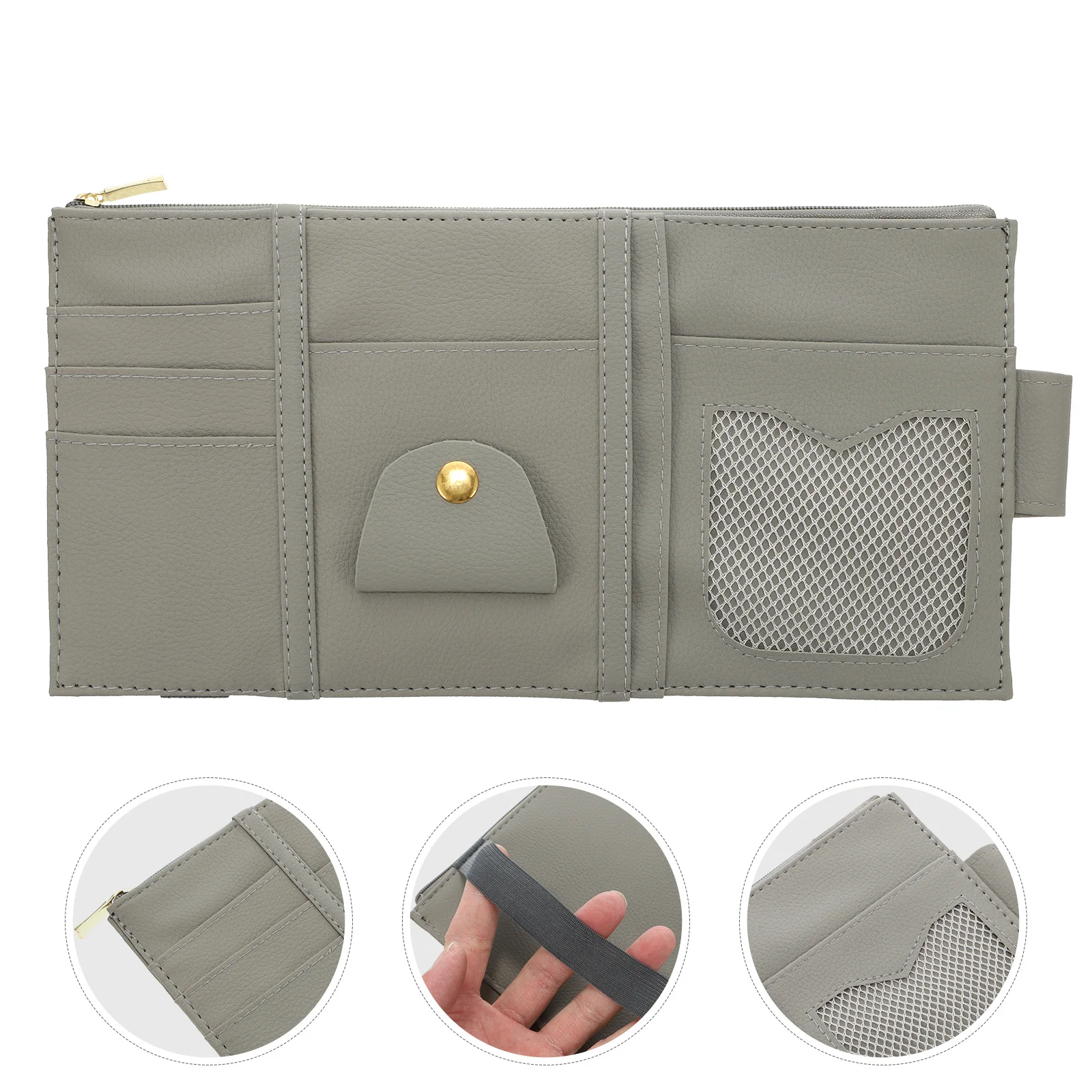 

1pc Pu Certificate Storage Bag For Visor Cd Holder Organizer Durable Document Pouch Auto Interior Accessories