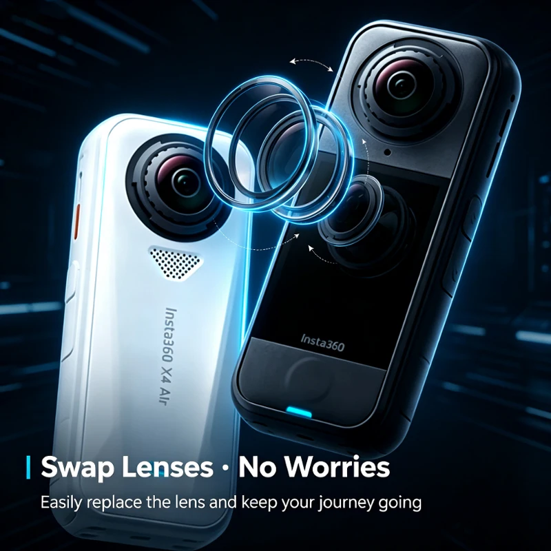 Cámara Insta360 X4 Air / X4 Action – Cámara ligera de 8K y 360 grados que pesa 165 g, con efecto de palo selfie invisible y parabrisas integrado; X4 Air 9