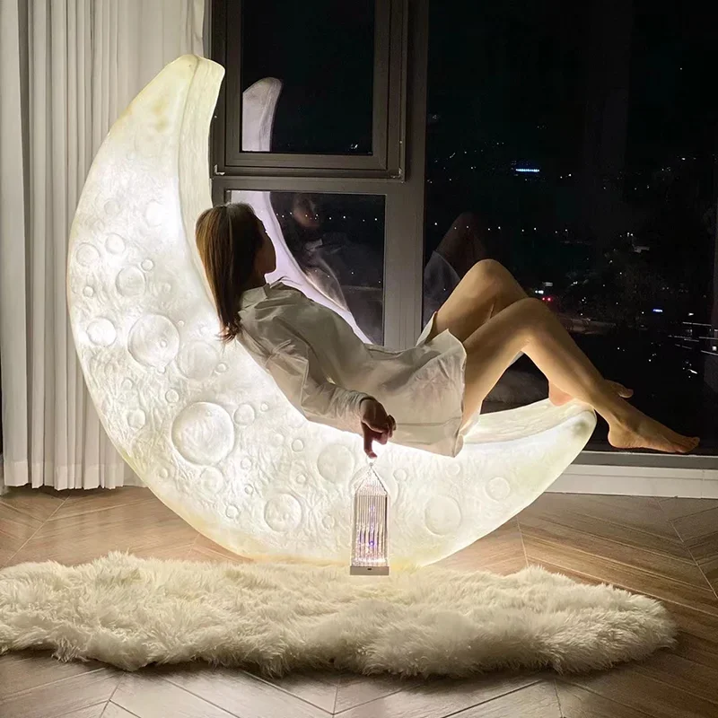 Moon Lamp Floor Lamp with Creative Romantic Design Crescent Ideal Bedroom Creative Atmosphere Decoration for Lounge Chair