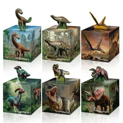 Cajas de cartón con temática de dinosaurio, caja de regalo de cumpleaños con temática de jungla Tropical, suministros de decoración para fiestas, 12/36 piezas