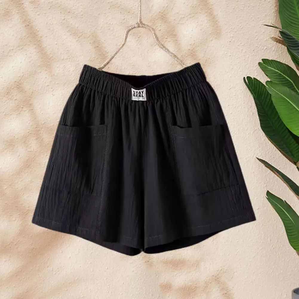 Cotton Linen Shorts Women's Sports Shorts Summer Solid High Waist Black Shorts Women Fashion Plus Size Casual Basic Short Pants