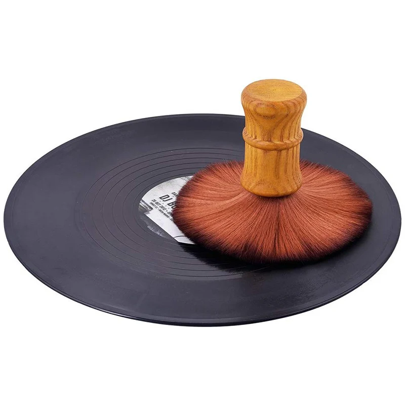 Brosse nettoyante pour disques vinyles, pour livres, CD, Longplay, avec manche en bois, anti-poussière