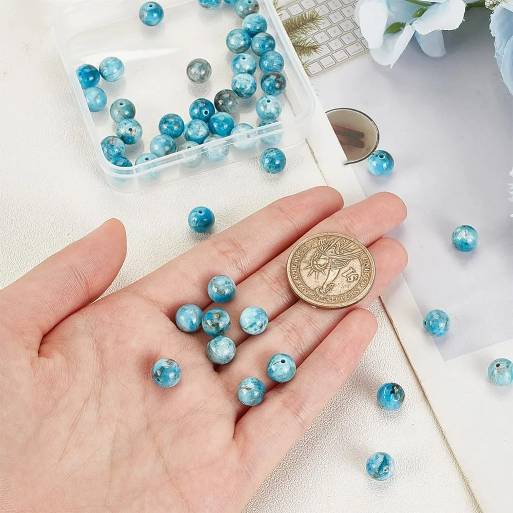 48 ~ 50 قطعة الأباتيت الخرز 8 مللي متر المحيط الأزرق الأباتيت الخرز الأحجار الكريمة الخرز حجر الجولة فضفاض الخرز لسوار