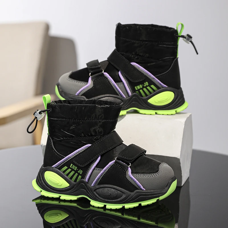 

Детская обувь, зимние сапоги для мальчиков, теплые плюшевые уличные прогулочные спортивные хлопковые кроссовки, удобные модные походные ботинки для мальчиков и девочек