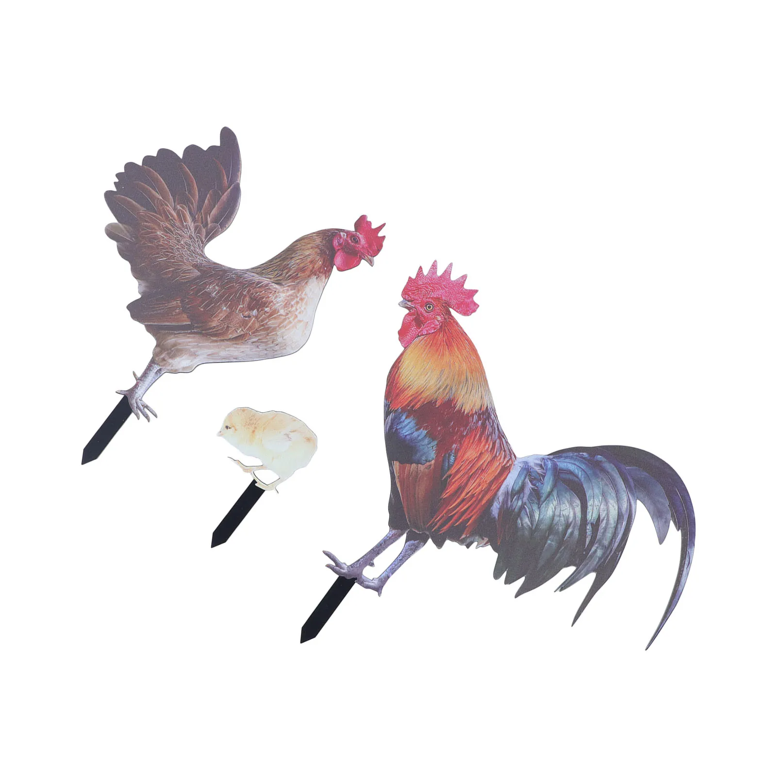 Chicken Garden Stake Acrylic Multipurpose Simulation Rooster Hen Chick Ground Plug Hand Crafted for Backyards for Gardens