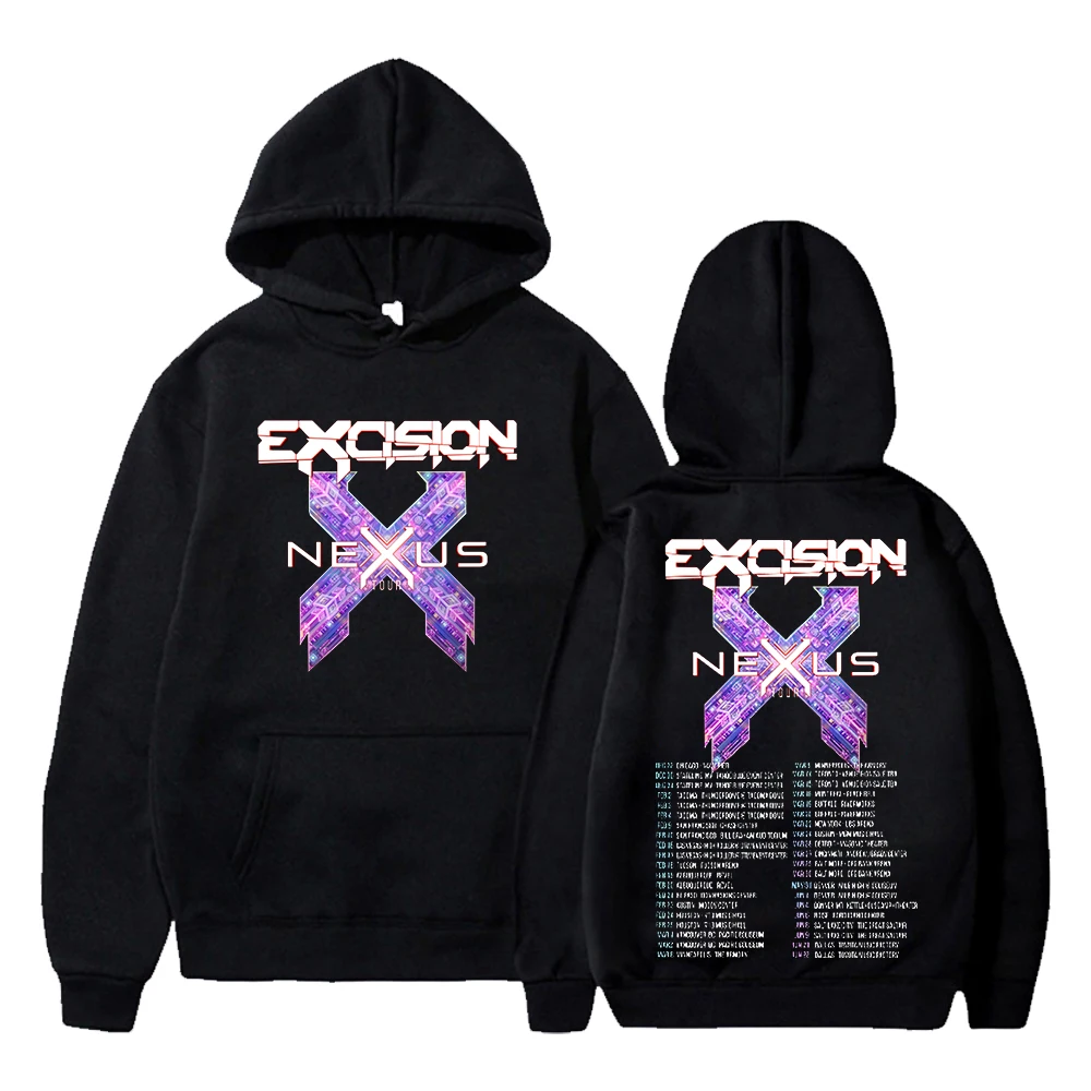 Excision Nexus Tour Hoodie Merch Women Men Long Sleeve Casual Sweatshirt Clothes