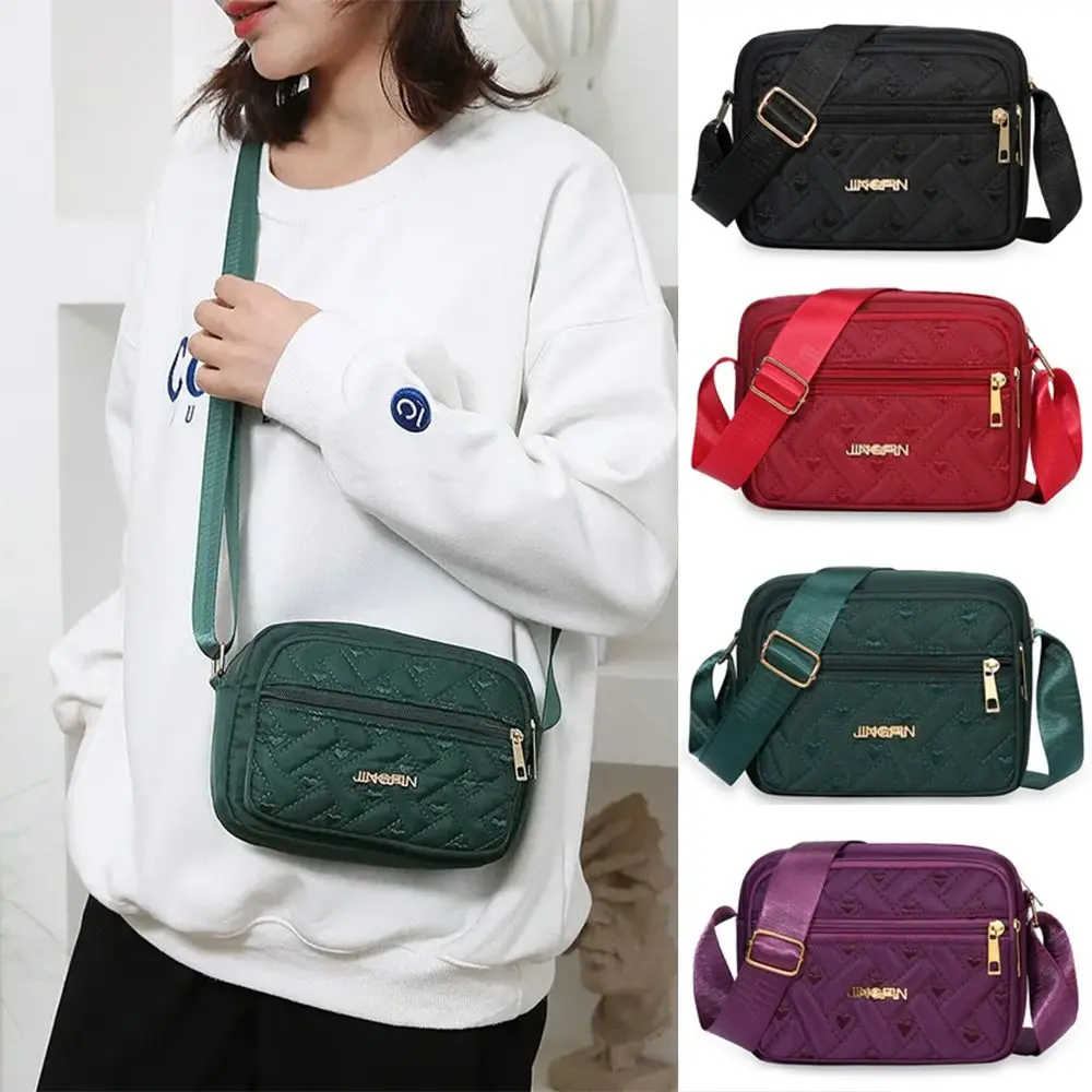 New Fashion Embroidery Women Nylon Square Handbags Lady\'s Shoulder Cross Body Female Casual Women\'s Zipper Handbag