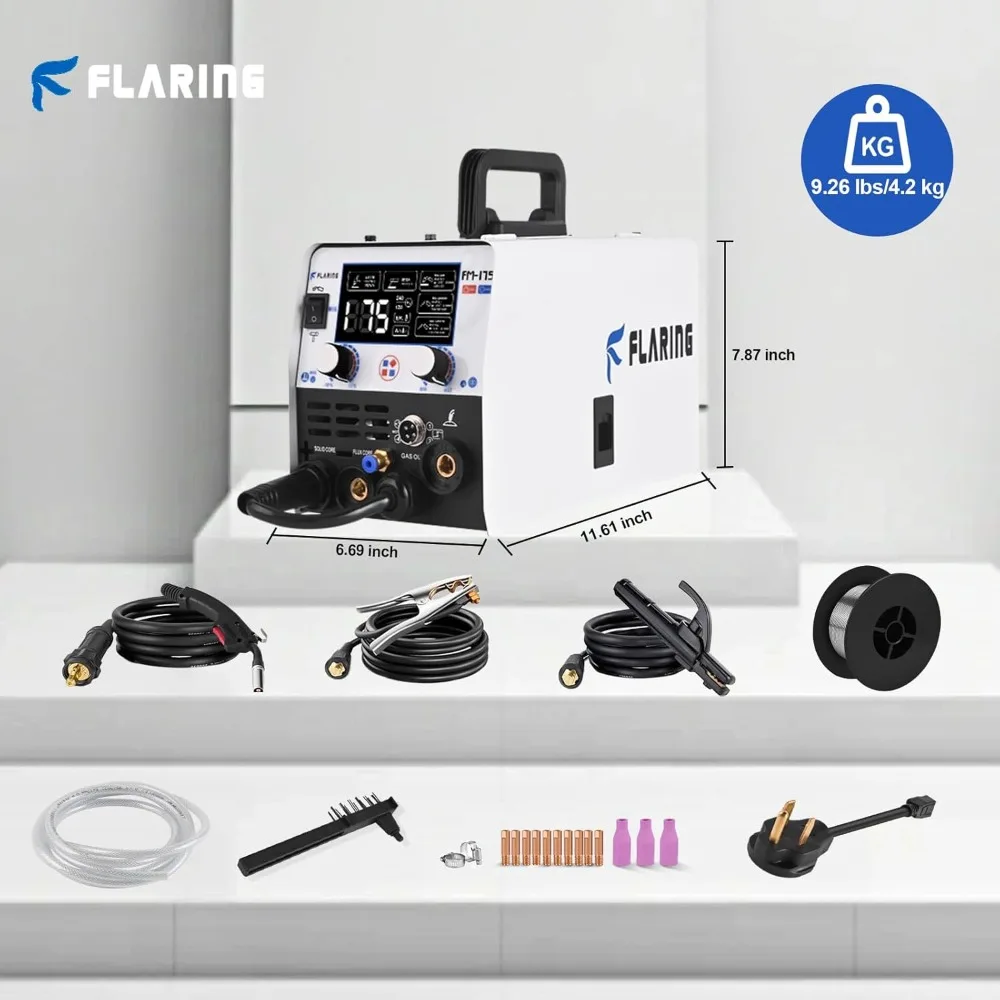 

175amp MIG Welder,5 IN 1 120V 240V Dual Voltage Welder Machine for Flux Core MIG Welder Gasless/Gas MIG/Lift TIG/Stick