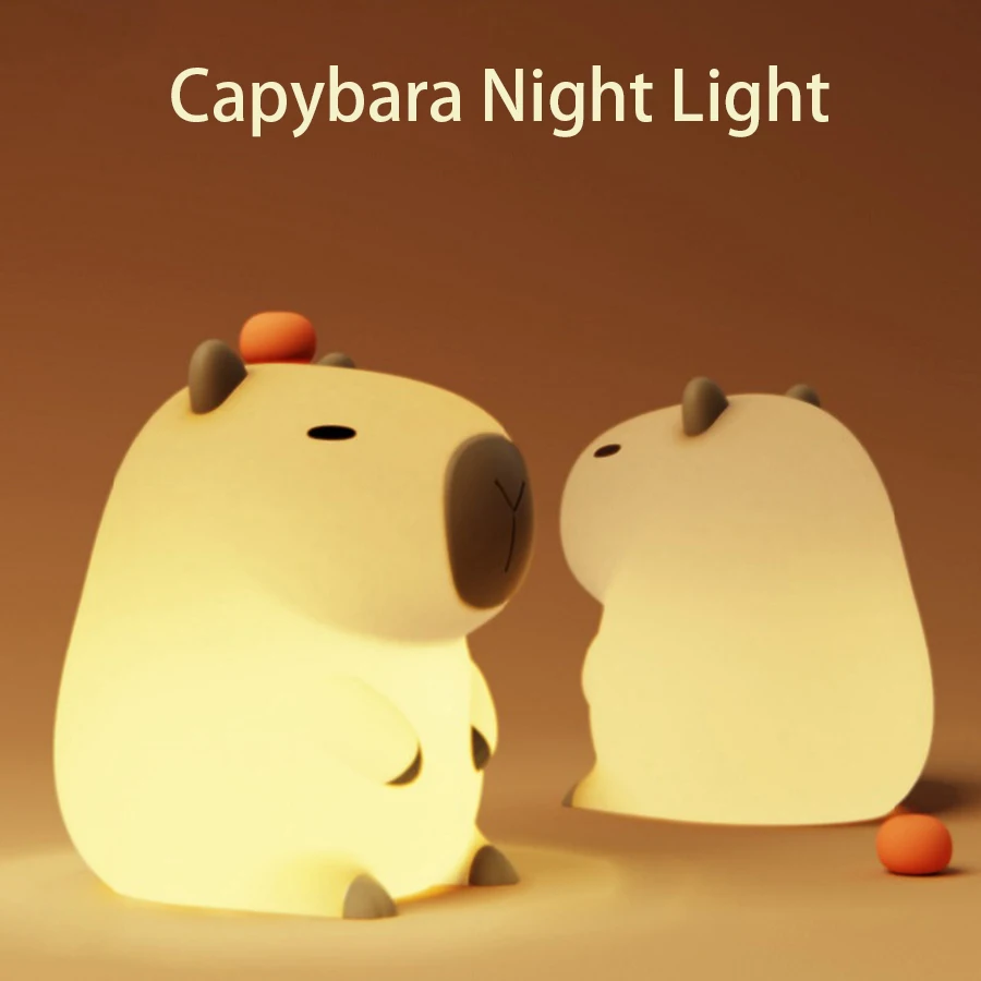 Cute Cartoon Capybara Night Light Rechargeable Silicone Night Table Lamp for Bedroom Bedside Children Gift Sleeping Night Lights