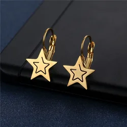 Stainless Steel Earrings Classic Aesthetics Stars Ear clip Simple Charm Gold Color Earrings For Women Jewelry Fine Gifts EZ74