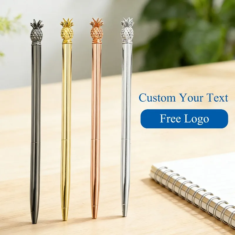 

Ручка-шариковая с логотипом в виде ананаса, 1 шт., для студентов, офиса, бизнеса, металлическая, с возможностью нанесения логотипа и имени, рекламный подарок, для отелей