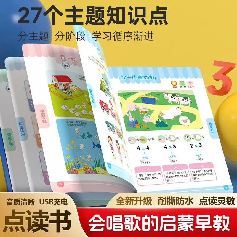 Baby Early Education Sound Book, Finger Point Reading Talking Book for Learning Speech, Children Interactive Educational