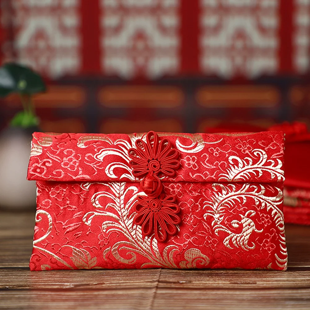 Chinese Red Envelope Buckle Fabric Knot Envelopes Personality Packets Money with