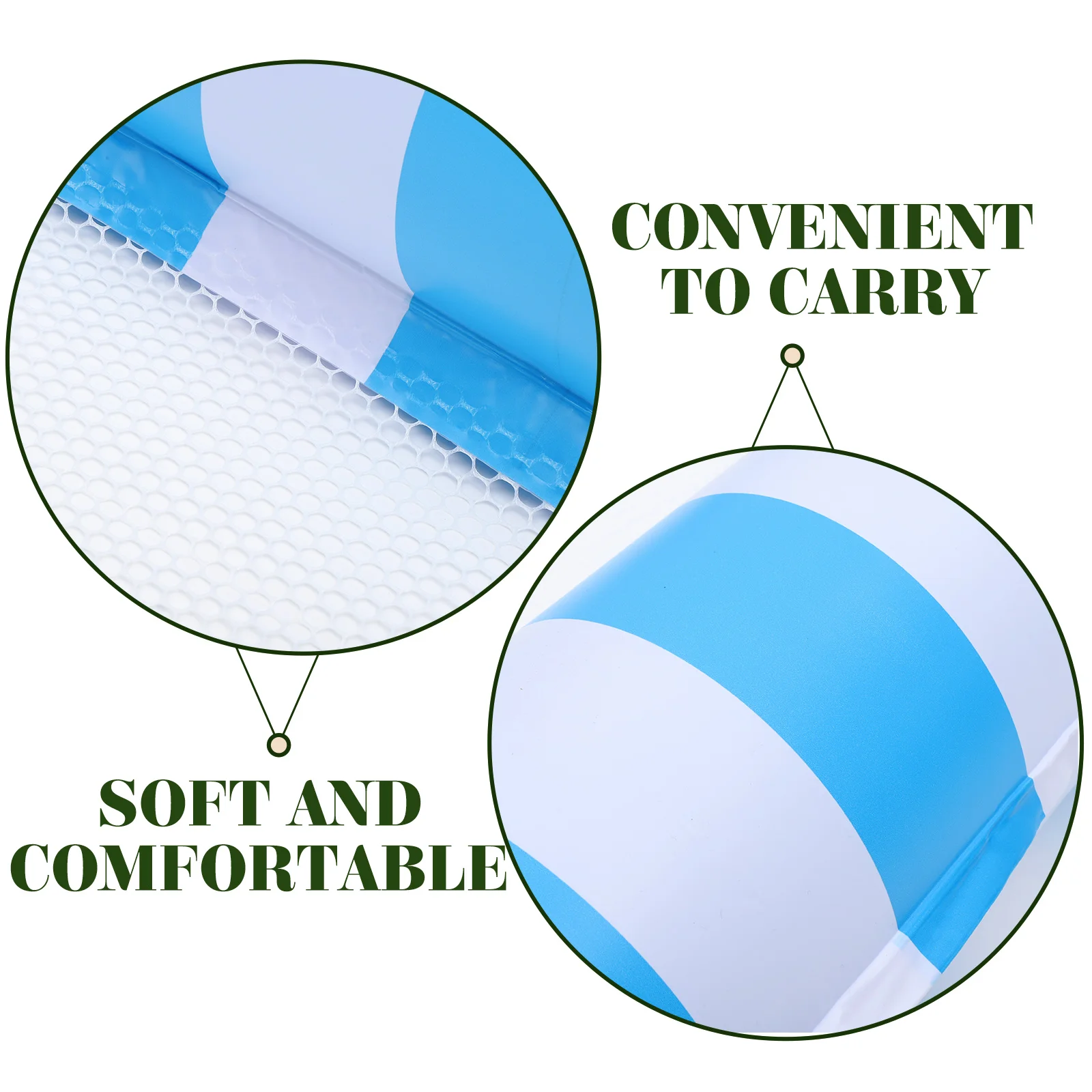 Cama flotante inflable para piscina, hamaca a la deriva, 4 tubos, silla de malla azul claro, estera flotante para piscina de juegos para adultos, colchón de natación