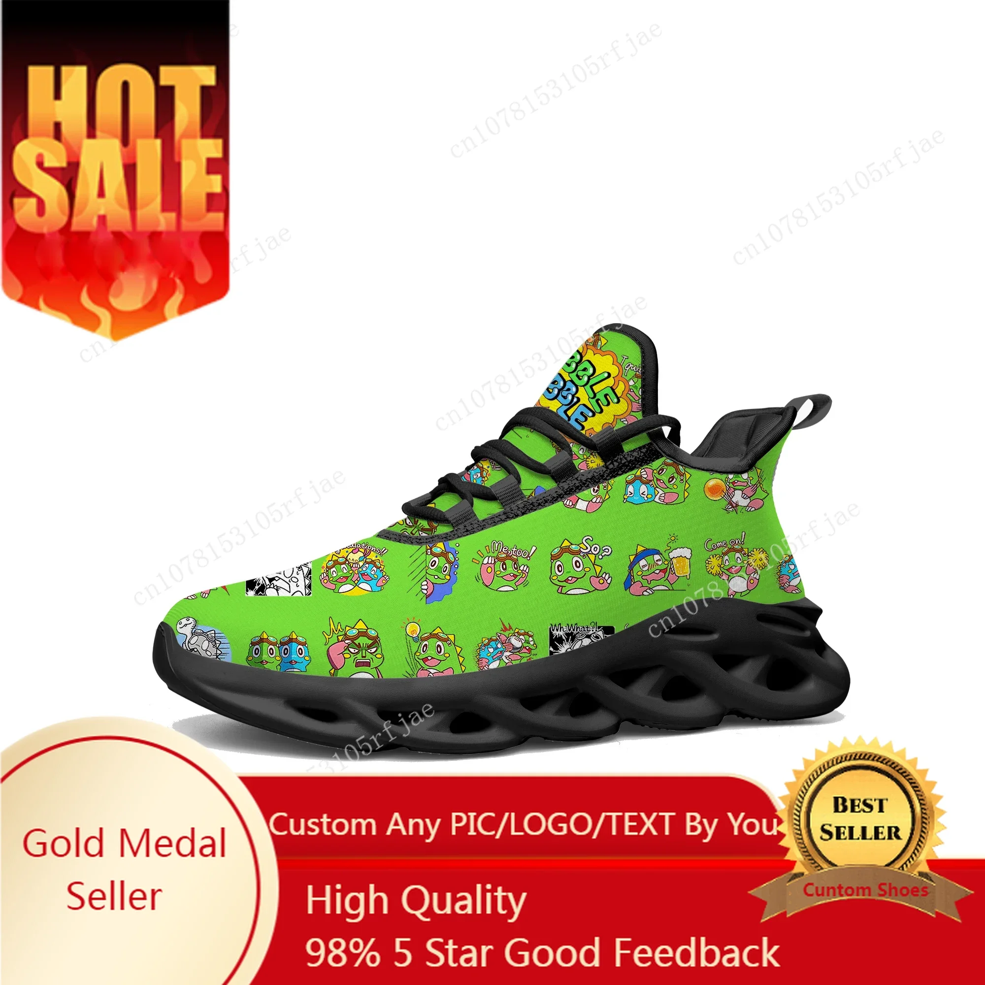 Bubble Bobble Flats Sneakers Hot Cartoon Game Mens Womens Teenager Sports Running Shoes Tailor Made Lace Up Shoes