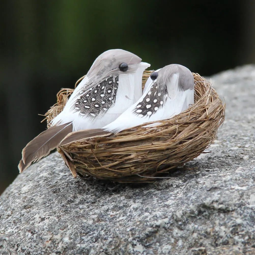 

3Sets Birds Nest Decoration Set Stylish Eco-Friendly Fake Bird Nest for Indoor Outdoor Use Garden Landscape Decor Spring Easter