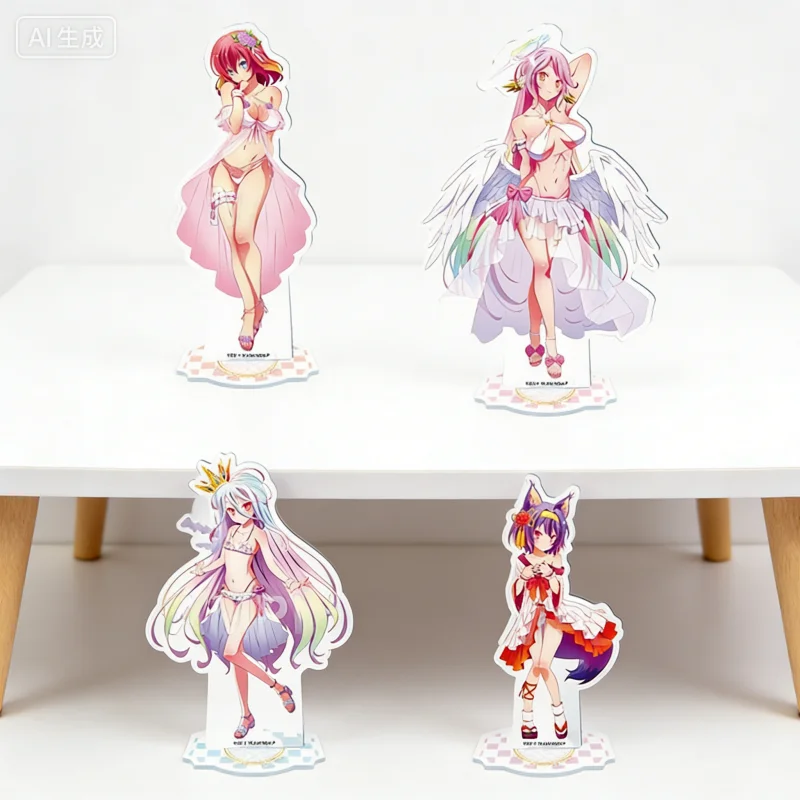 Anime NO GAME NO LIFE Sora Shiro Hatsune Izuna Jibril Steve·D·Nopant - Soporte de acrílico, llaveros y decoración de escritorio
